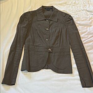 Theory Brown Linen-Blend Button-Front Jacket